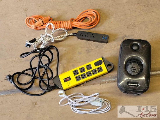 (3) Extention Cords and Fisher Speaker