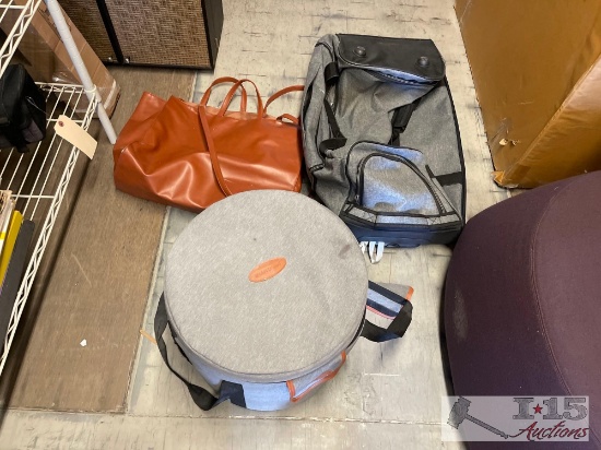 Leather Tote Bag, Rolling Duffle Bag & Padded Bag