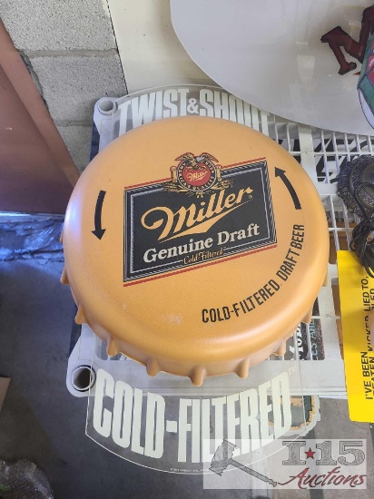 Miller Genuine Draft Bottle Cap Twist & Shout Beer Sign