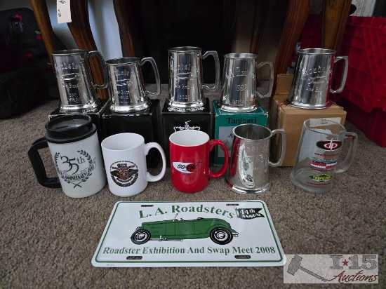 L.A Roadster License Plate and 10 Decorative Cups