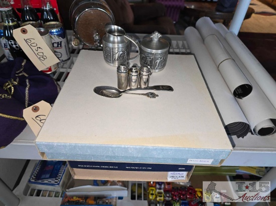 Pewter Silverware, Glasses, and Cups