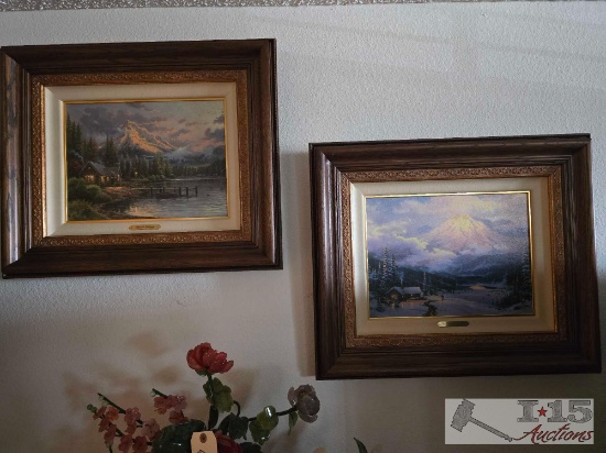 (2) Framed Thomas Kinkade Canvas Prints