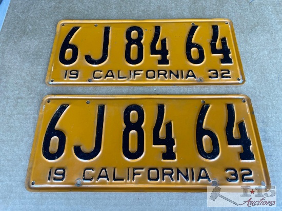 Pair of 1932 California Licenses Plates