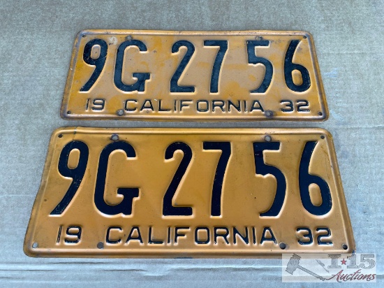 Pair of 1932 License Plates