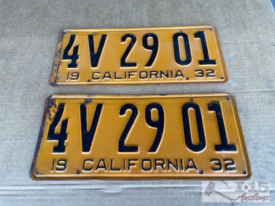 Pair of 1932 License Plates