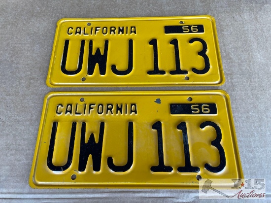 Pair of 1956 California License Plates