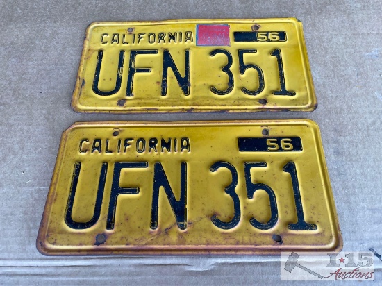 Pair of 1956 California License Plates