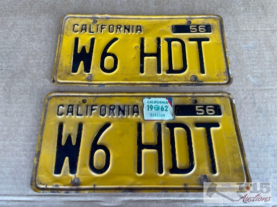 Pair of 1956 California License Plates