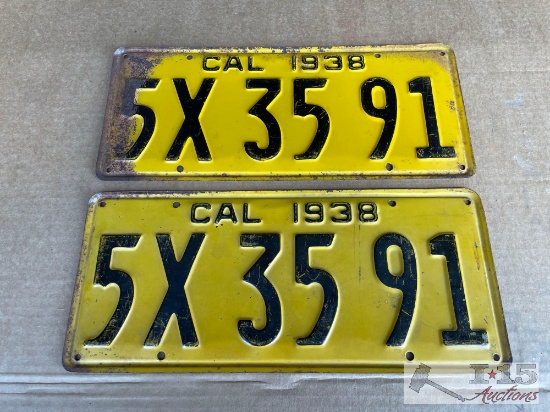 Pair of 1938 California License Plate