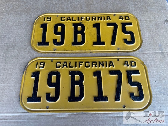 Pair of 1940 California License Plate