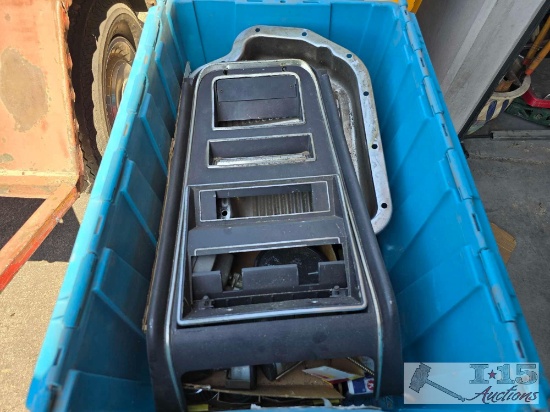 Tote of Miscellaneous Car Parts