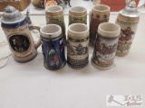 (7) Budweiser Steins and (1) Budweiser Stein Nightlight