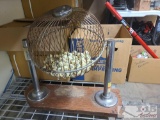Tabletop Keno Goose Round Wire Cage with Numbered Balls