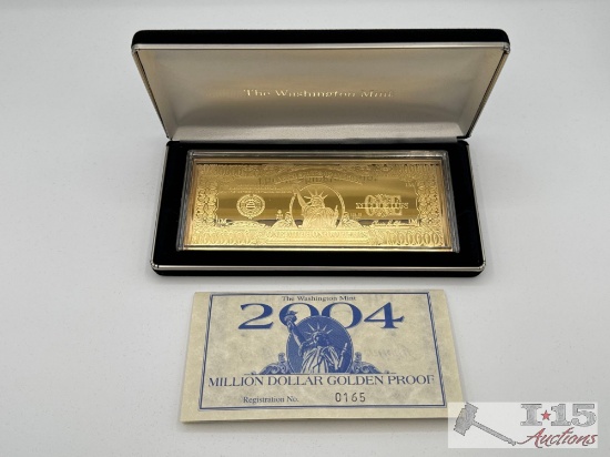 2004 Million Dollar .999 Pure Silver Layered in Pure 24k Gold Bar, 4ozt