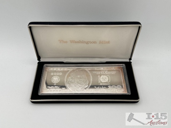 2000 $100 .999 Pure Silver Bar, 4ozt