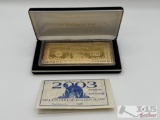 2003 Million Dollar .999 Pure Silver Layered in Pure 24k Gold, 4ozt