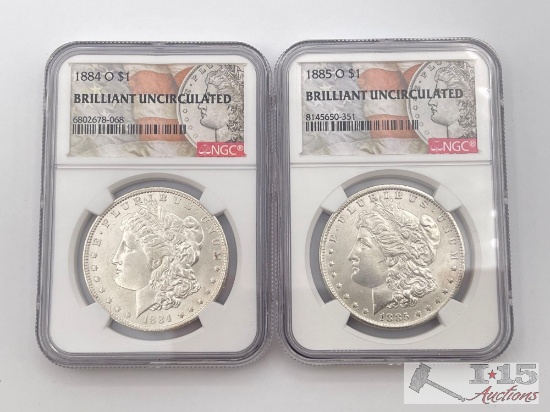 1884-O & 1885-O Morgan Silver Dollars