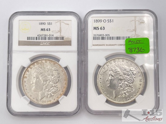1890-P & 1899-O Morgan Silver Dollars