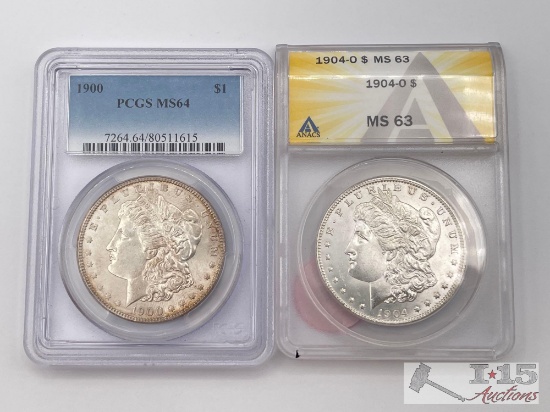 1900-P & 1904-O Morgan Silver Dollars