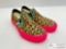 Women's Cheetah Print Slip on Vans with Neon Pink Soles