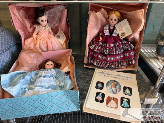 (3) Madame Alexander Dolls & Book