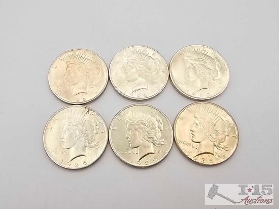 (6) 1922-1935 P Silver Peace Dollars