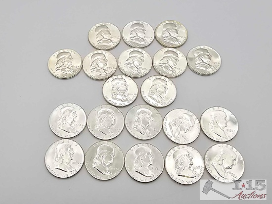 (20) 1955-1963 Franklin Half Dollars