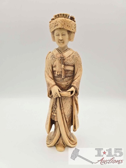 Japanese Geisha Carved Bone Figure