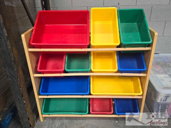 Childens Toy Shelf with Bins