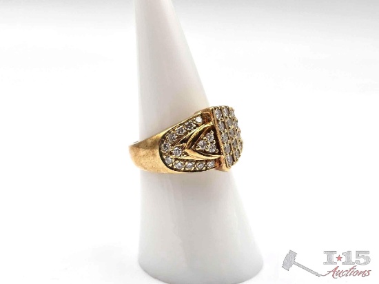 18K Gold Diamond Buckle Ring, 7.36g