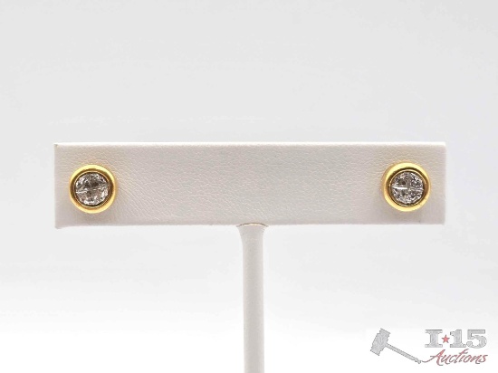 18K Gold Diamond Stud Earrings, 3.42g
