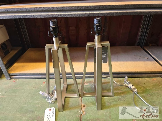 (2) Threshold Lamp Bases Pewter Finish