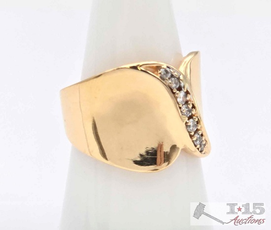 14K Gold 7 Diamond Band Ring, 8.49g