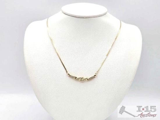 14K Gold Necklace with Diamonds, 6.67g