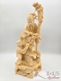 Chinese Shou Lao God of Longevity Carved Bone Figure