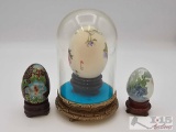 (3) Chinese Decorated Eggs with Stands