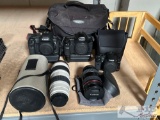 (3) Canon Cameras, (2) Zoom Lenses & Carrying Case