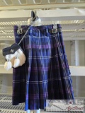 Kids Purple Scottish Highland Kilt with Faux Fur and Leather Pouch
