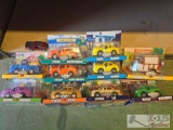 (10) Chevron Cars Toys and (1) Toy Pick-Up Truck
