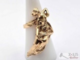 14K Gold Ancient Greek Mythology Ring, 10.77g