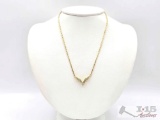 14K Gold 'V' Shaped Diamond Necklace, 10.18g