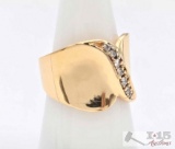 14K Gold 7 Diamond Band Ring, 8.49g