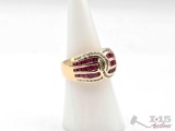 14K Gold Diamond and Ruby Ring, 7.05g