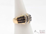 14K Gold Diamond and Topaz Ring, 6.40g