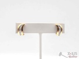 14K Gold Diamond Omega Clip Earrings, 5.46g