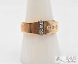 14K Gold Diamond Buckle Ring, 5.56g