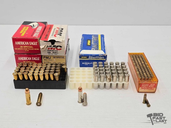 Over (300) Rounds of 38spl, 38spl+p and .22lr Ammo