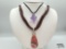 Rhodochrosite & Purple Semi-Precious Stone Pendants with Sterling Silver Hardware, 25g