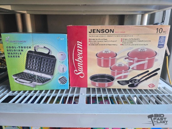 Toastmaster Waffle Maker and Sunbeam Jenson Cookware Set
