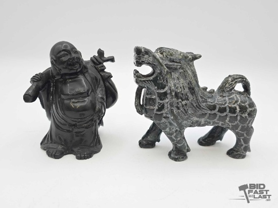 Chinese Buddha and Foo Dog Figurine